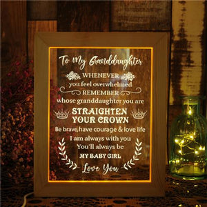 To My Granddaughter - Straighten Your Crown - Frame Lamp