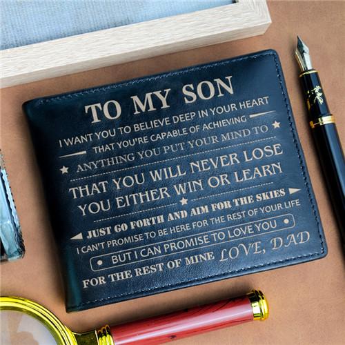Dad To Son - Never Lose - Black Genuine Leather Wallet