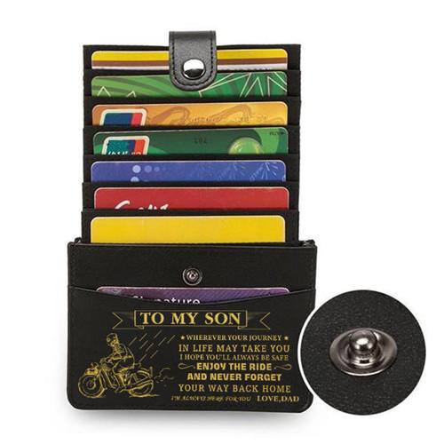 Dad To Son - Enjoy The Ride - RFID Blocking Genuine Leather Card Holder