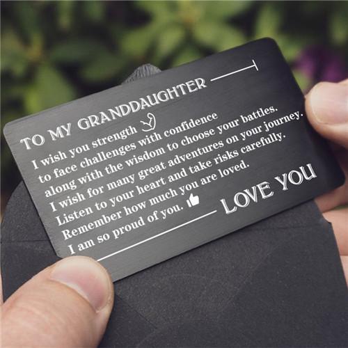 To My Granddaughter - Listen To Your Heart - Engraved Wallet Card