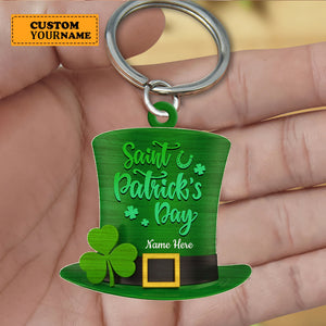 St. Patrick's Day - Personalized Funny Hat Shaped Acrylic Keychain