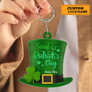 St. Patrick's Day - Personalized Funny Hat Shaped Acrylic Keychain