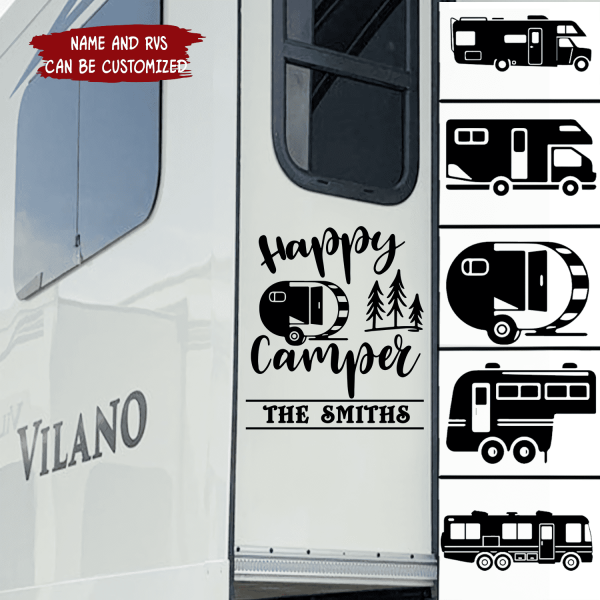 Personalized Happy Camper Decal