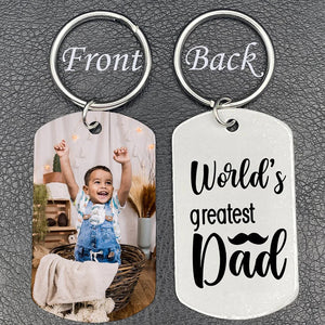 Personalized Photo Keychain Gift For Dad-World's Greatest Dad-Custom Keychain with Picture-Special Gift For Father-Gift From Kids