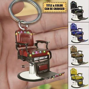 BARBER CHAIR PERSONALIZED CHRISTMAS KEYCHAIN - GIFT FOR BARBER