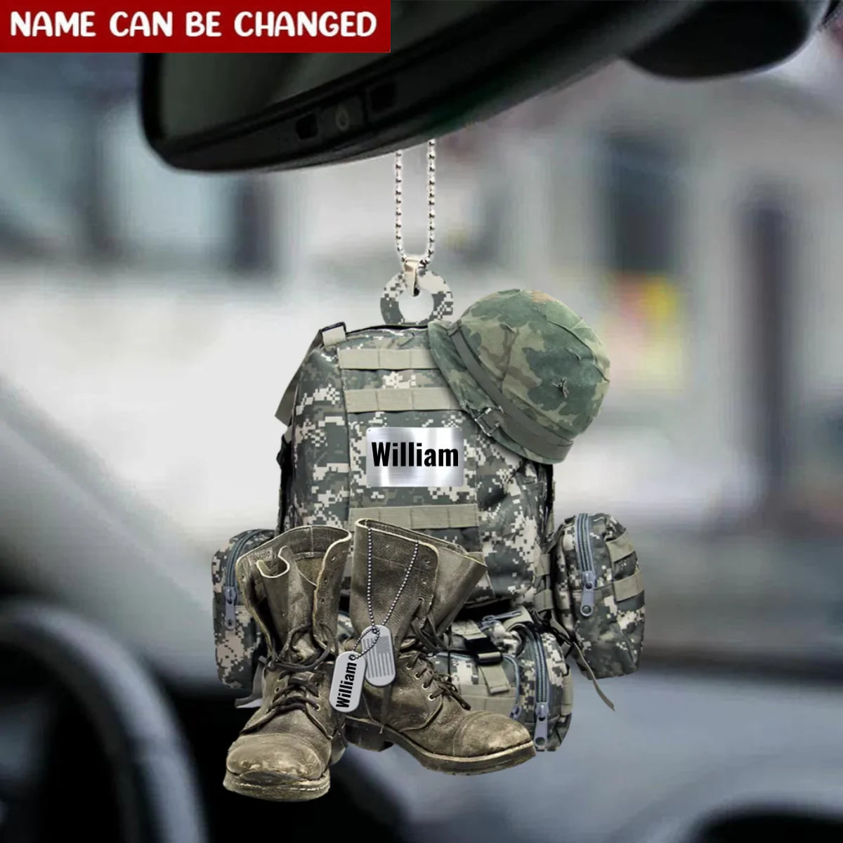 Military Uniform - Soldier Backpack, Boot & Hat - Personalized Ornament