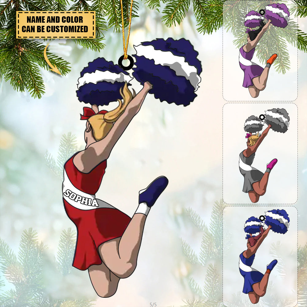 Personalized Jumping Cheerleader Christmas Ornament