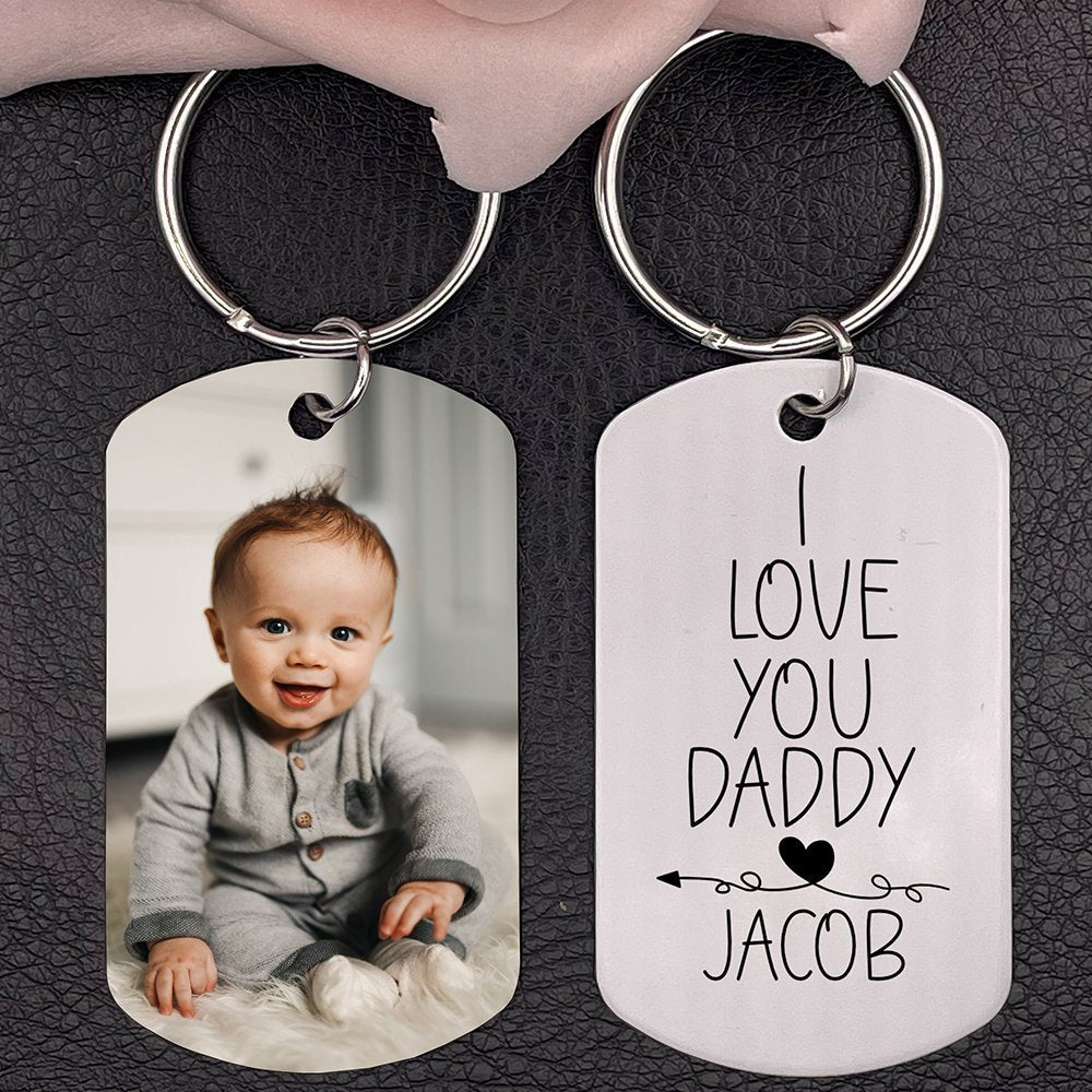 Personalized Photo Keychain Gift For Dad-I Love You Daddy-Custom Keychain with Picture-Special Gift