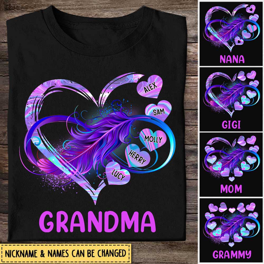 Grandma Grandkids Infinity Love Family Mother's Day Gift Heart Rainbow Tshirt