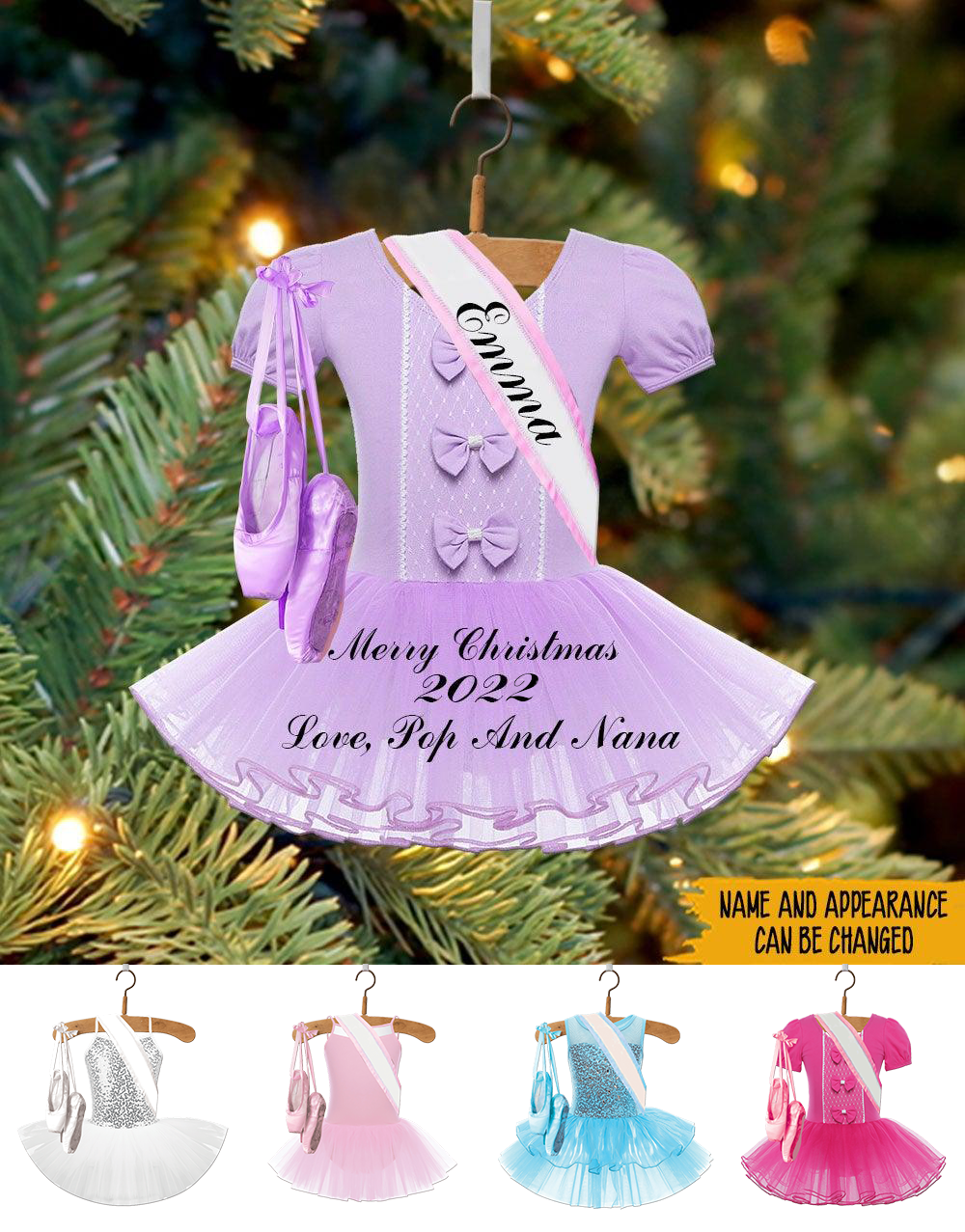 Ballet Christmas Custom Ornament Ballerina Dancing Dress Personalized Gift