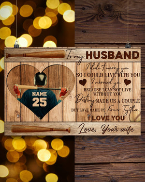 Baseball To My Husband Poster