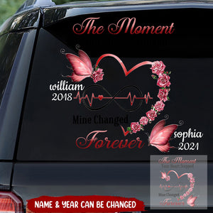 Memorial Butterfly Heart Infinity, The Moment Your Heart Stopped, Mine Changed Forever Personalized Decal