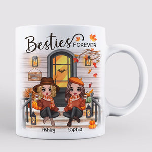 Fall Season Best Friends Sisters Front Porch Personalized Mug