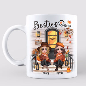 Fall Season Best Friends Sisters Front Porch Personalized Mug