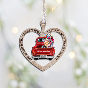 God Blessed The Broken Road - Personalized Christmas Couple Ornament