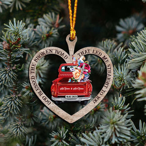 God Blessed The Broken Road - Personalized Christmas Couple Ornament