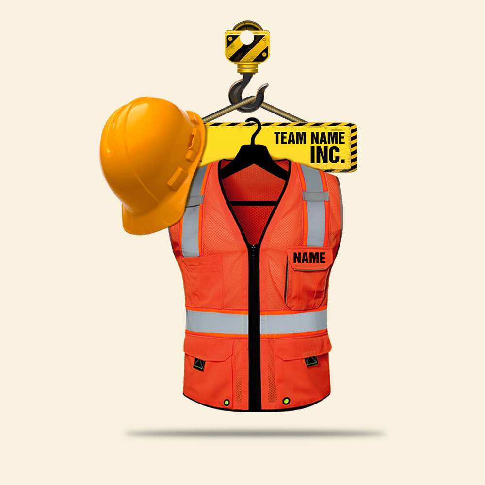 Heavy Equipment Operator Safety Vest - Personalized Christmas Ornament