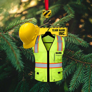 Heavy Equipment Operator Safety Vest - Personalized Christmas Ornament