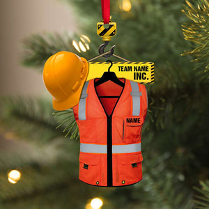 Heavy Equipment Operator Safety Vest - Personalized Christmas Ornament