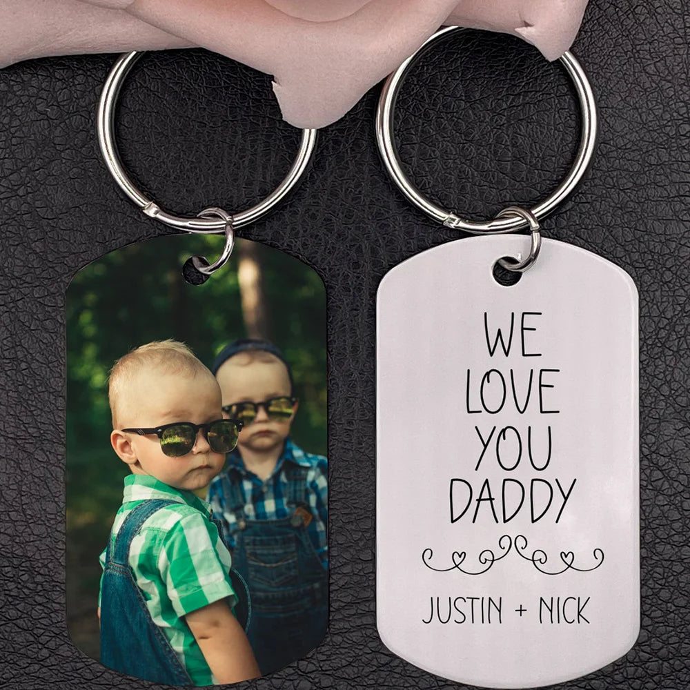 Personalized Photo Keychain Gift For Dad-We Love You Daddy-Custom Keychain with Picture-Special Gift For Father-Gift From Kids-Father's Day Gift