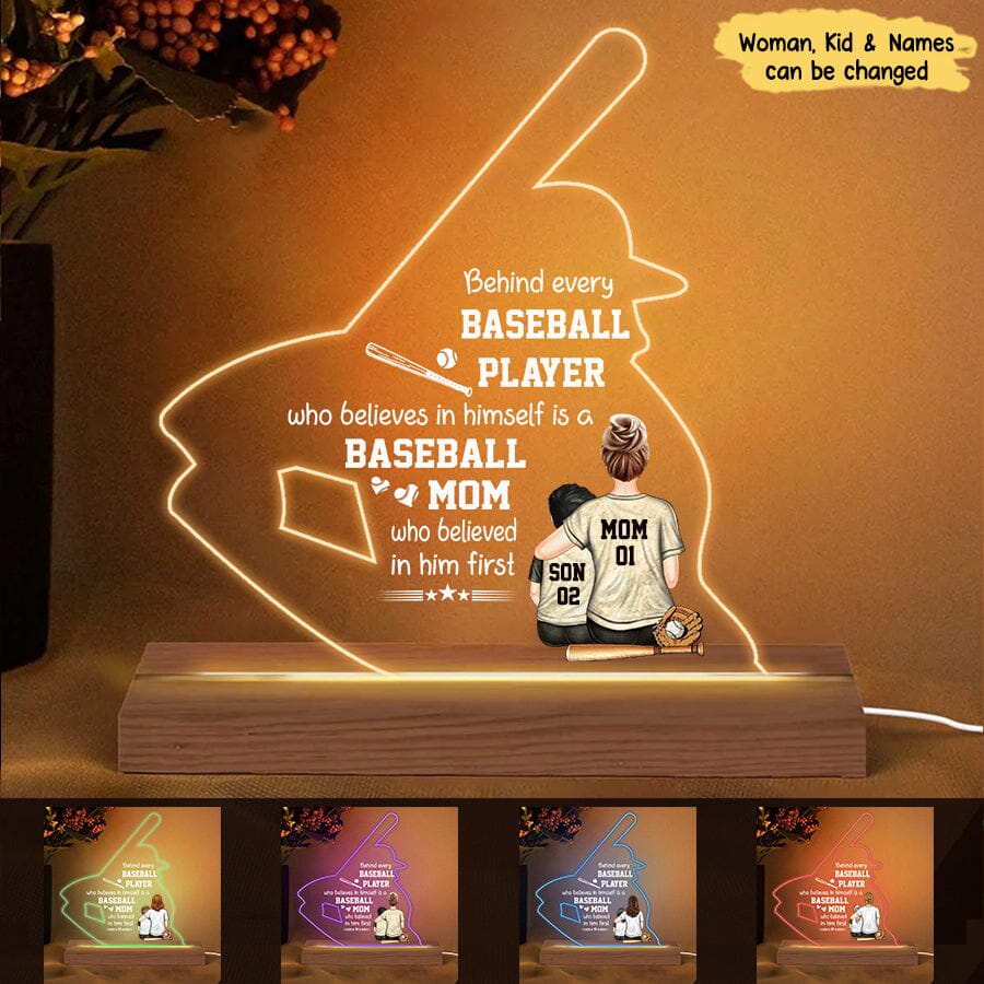 Behind Every Baseball Player Mother‘s Day Gift Personalized Shape LED Night Light