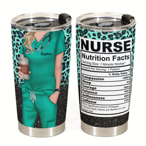 Nurse Life Nutrition Facts - Personalized Tumbler Cup - Gift For Doctor & Nurse - Glitter Leopard Design