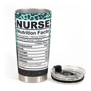 Nurse Life Nutrition Facts - Personalized Tumbler Cup - Gift For Doctor & Nurse - Glitter Leopard Design