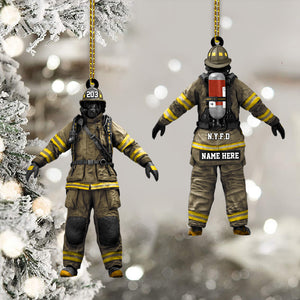 Personalized Firefighter Ornament Shaped Acrylic Ornament for Firefighter Family Proud Fireman Christmas Gift