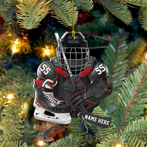 Personalized Hockey Equipment Christmas 2 Sided Shape Acrylic Ornament Gift for Hockey Lover Hockey Players