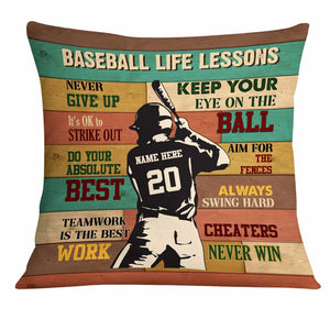 Love Baseball Player Life Lessons Pillow