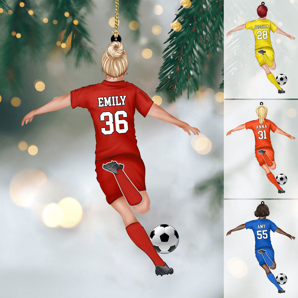 Personalized Soccer Player Christmas Ornament