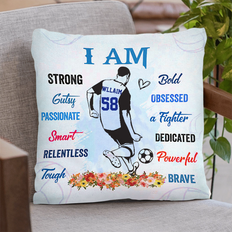 Personalized Love Soccer Player Pillow