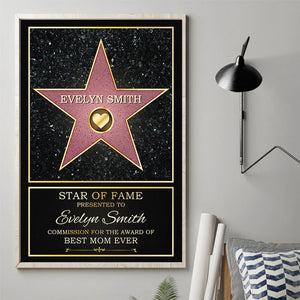 Star Of Fame, Best Mom Of The Year - Family Personalized Custom Vertical Poster - Mother's Day, Birthday Gift For Mom