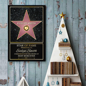 Star Of Fame, Best Mom Of The Year - Family Personalized Custom Vertical Poster - Mother's Day, Birthday Gift For Mom