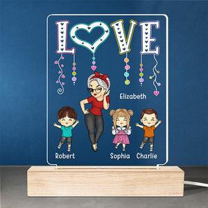 My Cherished Kids, The Light Of My Life - Family Personalized Custom Rectangle Shaped 3D LED Light - Mother's Day, Gift For Mom, Grandma