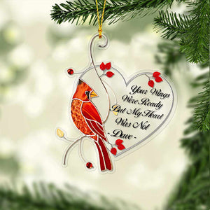 Your Wings Were Ready But My Heart Was Not - Personalized Christmas Memorial Transparent Ornament