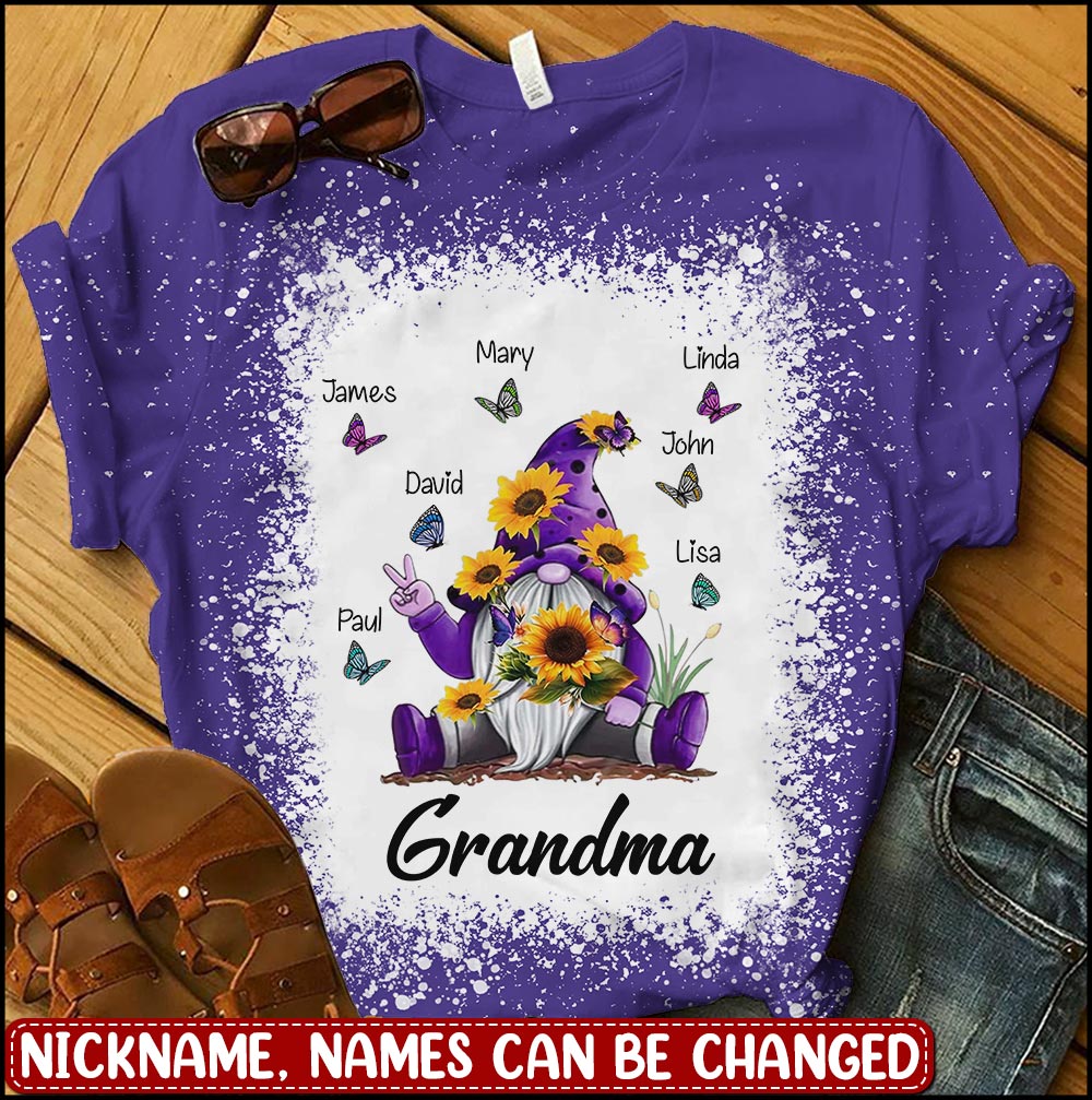 Sunflower Dwarf Butterflies Grandma With Grankids Personalized 3D T-shirt