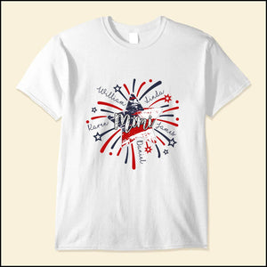 Mimi Auntie Grandma Mom Kids Star Firework American Flag Personalzied Shirt