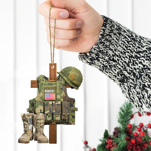 Personalized Ornament Military Tactical Vest Custom Name Gift Veteran Xmas