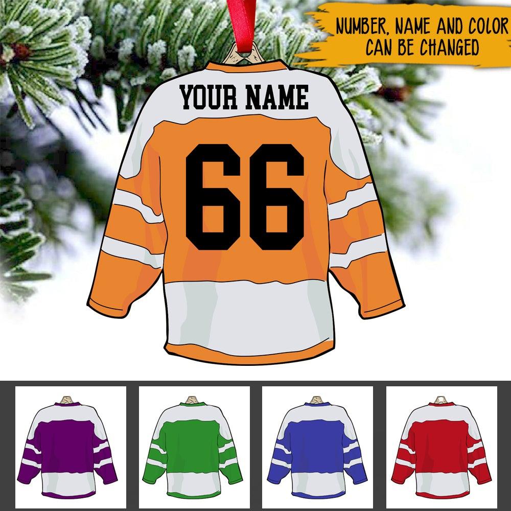 Hockey Custom Shape Ornament Uniform Name And Number Personalized Gift