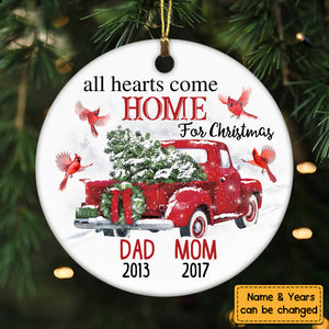 Cardinal Memorial Mom Dad Red Truck Ornament