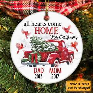 Cardinal Memorial Mom Dad Red Truck Ornament