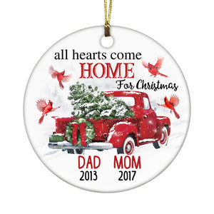 Cardinal Memorial Mom Dad Red Truck Ornament