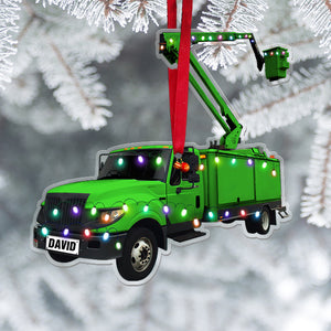 Personalized Lineman Acrylic Ornament, Lineman Bucker Truck, Christmas Tree Decor