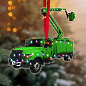 Personalized Lineman Acrylic Ornament, Lineman Bucker Truck, Christmas Tree Decor