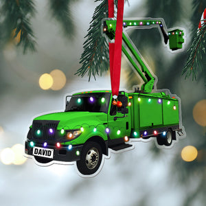 Personalized Lineman Acrylic Ornament, Lineman Bucker Truck, Christmas Tree Decor